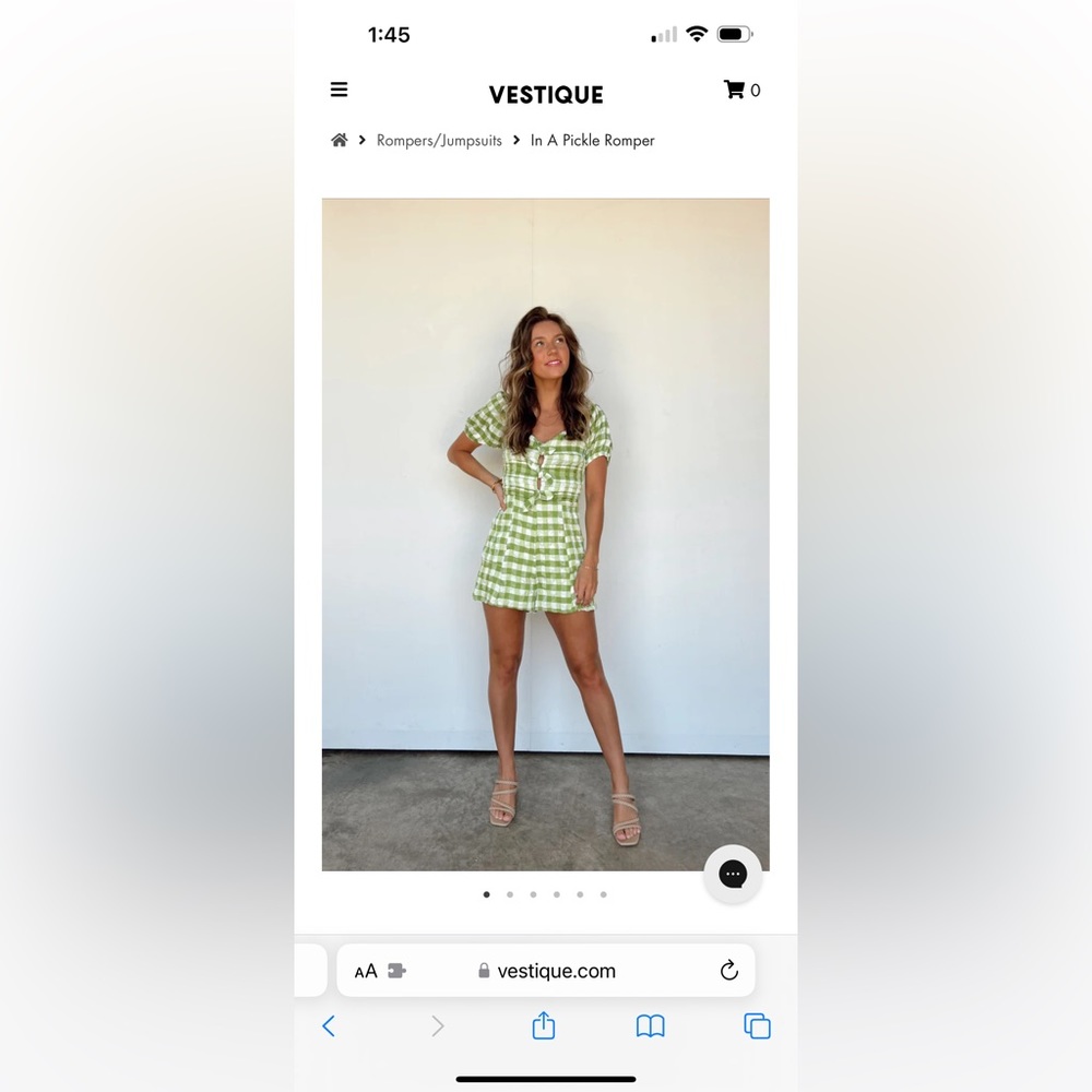 Vestique In A Pickle green plaid romper size medium!